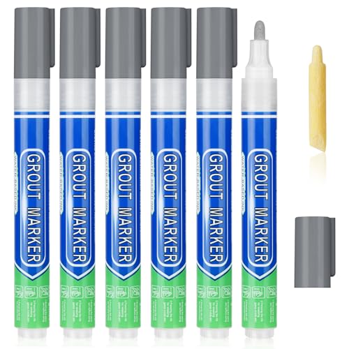 Flintronic Stylo Joint Carrelage, 6PCS Stylo de Carrelage à Coulis, Imperméable Marqueur Joints, Rénovateur de Coulis pour Salle de Bain, Cuisine,...