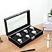 BASTUO Watch Box 12 Slots Watch Display Case Organizer for Men Watch Storage Case with Carbon Fiber Design, Jewelry Drawer Box with Glass Top and Lockable, Black