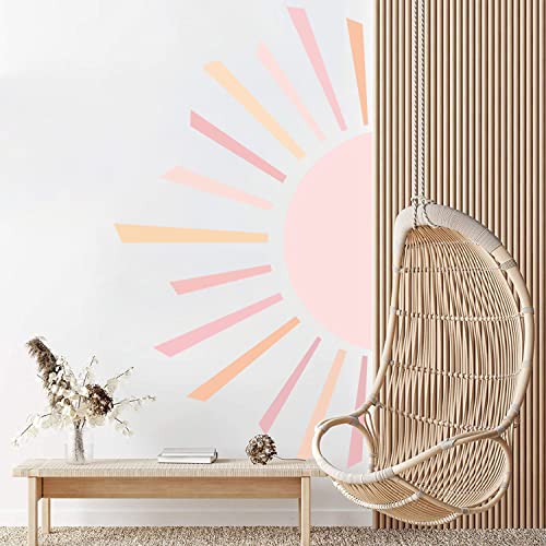 Supzone Boho Half Sun Wall Decals Large Sunrise Wall Stickers Modern Arch Wall Decal Diy Vinyl Wall Art Sticker For Bedroom Living Room Office Wall Decor Home Decoration #TOP2