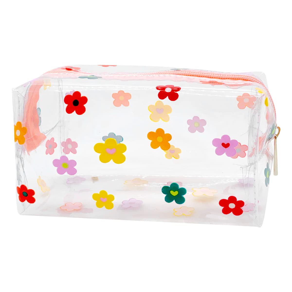 Clear Cosmetic Bag, Jagowa Portable Waterproof Storage Pouch, Cute Floral Pencil Case