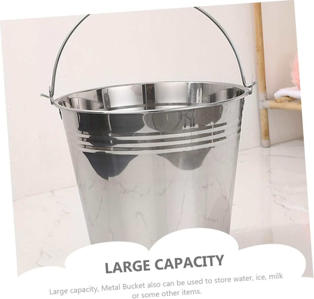Stainless Steel Pickup Bucket Round Milk Container Collapsible Dairy Bucket Thick Metal Water Holder