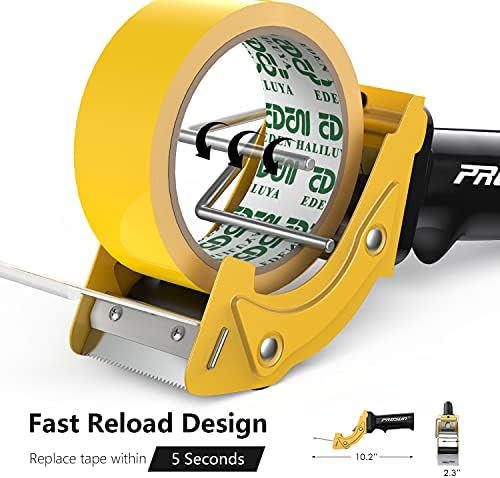 PROSUN Tape Gun Dispenser Fast Reload Packaging Heavy Duty Box Brown Paper roll Packing Tape Gun Dispenser sellotape Dispenser Heavy dut 48mm/50mm (2 Inch) TG01 (Yellow)