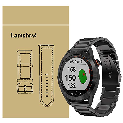 for Garmin Approach S40 Band, Lamshaw Stainless Steel Metal Replacement Straps for Garmin Approach S40 Stylish GPS Golf Smartwatch (Black)