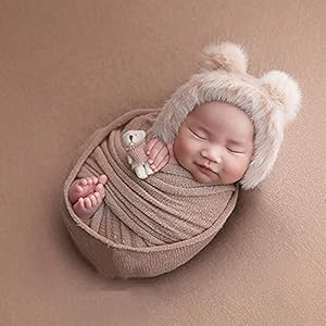 Ruiqas Pasgeboren Fotografie Prop Wrap Pluizige Hoed Beer Pop Set Baby Baby Foto Props Outfits (Kaki)