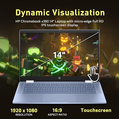 Image of HP Chromebook x360 14 inch FHD Touchscreen Laptop, Intel Processor N100, 4GB RAM, 224GB Storage(64GB eMMC+160GB Docking Station Set), Intel UHD Graphics, 720p HD Camera, Wi-Fi 6, Chrome OS, Sky Blue