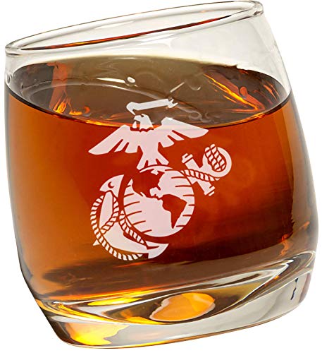 US Marine Corps Whiskey Glasses (Set of Two) â€“ Marine Corps Engraved High Seas Whiskey Glass - Gifts for Whiskey Lovers - Marine Corps Present for Retirement, Graduation, â€“ Marine Corps Home DÃ©cor