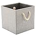 EZOWare Set of 3 Storage Baskets Cubes Bins with Cotton Rope Handle, Collapsible Boxes Organizer Container - Gray for Nursery kids Household items -13inch