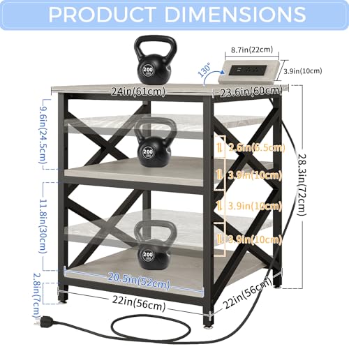 Image of METYERRY 23.6 inchx23.6 inch Large Printer Stand with Power Outlet, 3 Tier Cart