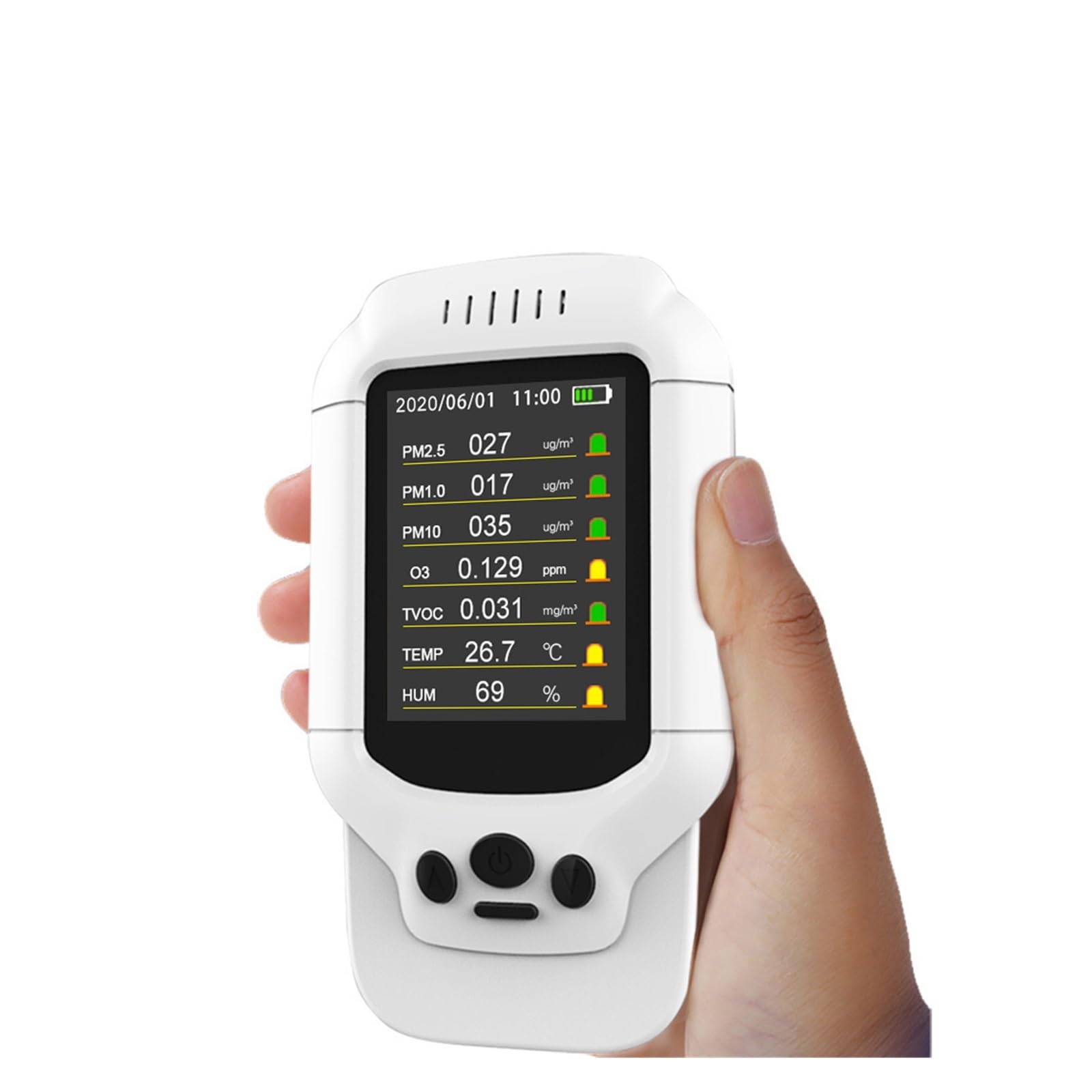 Moniteur de qualité de l'air intérieur, 8 en 1 testeur de gaz d'ozone professionnel détecteur de qualité de l'air PM2.5 PM10 PM1.0 TVOC O3 capteur d'ozone hygrothermographe moniteur pour la maison, le