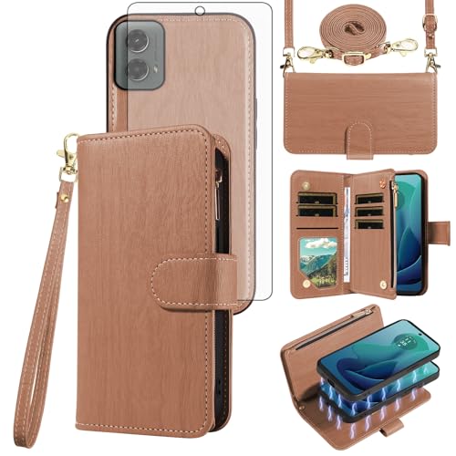 Étui Moto G 5G 2024 anti-perte de cartes avec fermeture zippée sécurisée Asuwish