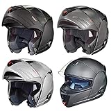 RS-980 Klapphelm Motorradhelm Bluetooth Conzept Motorrad Modular Roller Helm, Größe:XS (53-54), Farbe:Schwarz Matt