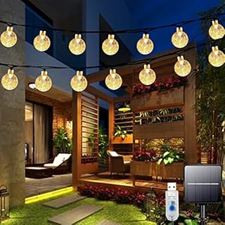 Bollengold Solar Fairy Lights Outdoor Waterproof, 26FT 60LED Solar/USB Powered Garden Lights, 8 Modes Solar String Lights for Yards, Patio, Tree, Party, Festival Decoration(Warm White)