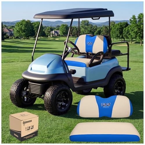 Image of 10L0L Golf Cart Seat Cover Set Fit for Club Car DS Precedent & Yamaha, Warm Bench Seat Covers for Cold Winter Weather, Breathable Washable Polyester Mesh Cloth Gray Black Beige Red Blue
