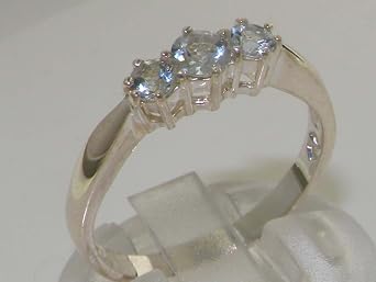 Solid Sterling Silver Natural Aquamarine Ladies Eternity Band Ring