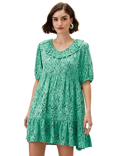 Image of Amazon Brand - Eden & Ivy Women's Crinkled Rayon Fit and Flare One Piece Knee-Length Dress (Available in Plus Sizes)