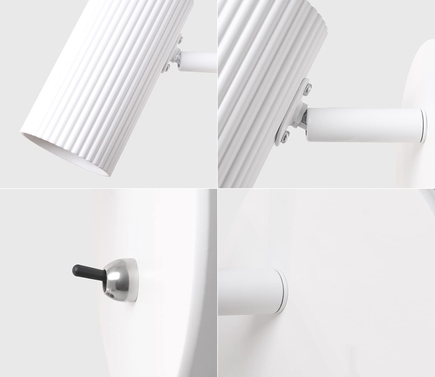 DAWALIGHT Spot Mural Orientable GU10 5W 3000K Blanc chaud Applique Murale d'Intérieur pour Chambre Couloir Salon Chevet Maison Boutique, Aluminium, Blanc