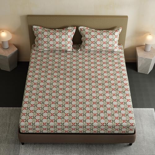 Image of Layers 100% Cotton Bedsheet for Double Size Bed | Lumina Floret Collection | 144 TC Soft & Breathable | Printed with 2 Pillow Covers | Wrinkle Free & Colorfast | 3 Piece Bedding Set - Multicolor