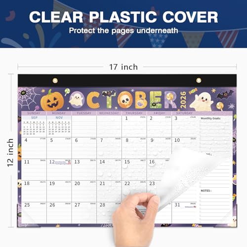 Image of Ospelelf 2026-2027 Calendar Magnetic Desk Wall Desktop Monthly Planner Use July 2026 to December 2027 Large To Do Pad with Plastic Cover for Office 17 inch X 12 inch Season