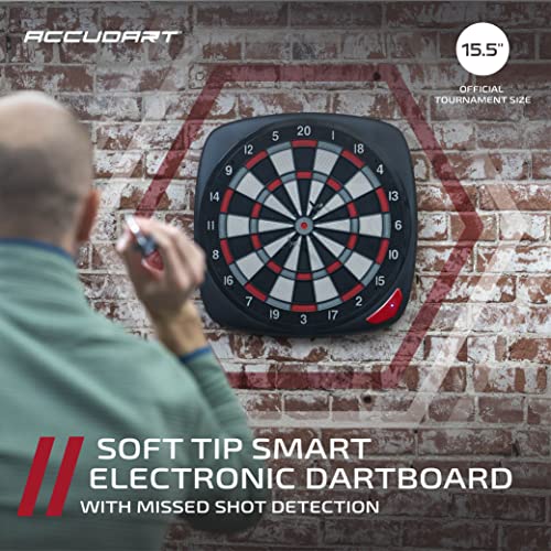 Accudart Sdb 4.0 Electronic Soft Tip Smart Dartboard With Online Game Play - Stat Tracker - Custom Profile & Rankings - Regulation Sized 15.5" - Missed Shot Detection – Impact Noise Reduction System #TOP1