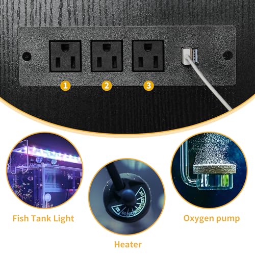 Image of DWVO Reptile Tank Stand Aquarium Stand with Power Outlet & LED Light, 75 /90 /120 Gallon Terrarium Stand Cabinet - Heavy Duty Fish Tank Stand for Turtle Tank, Reptile Terrarium, 2000LBS Capacity, Black