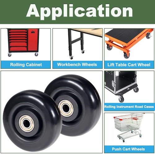 Image of 4 inch x 1.26 inch Push Cart Wheels PU Caster Workbech Wheels Grocery Cart Wheels