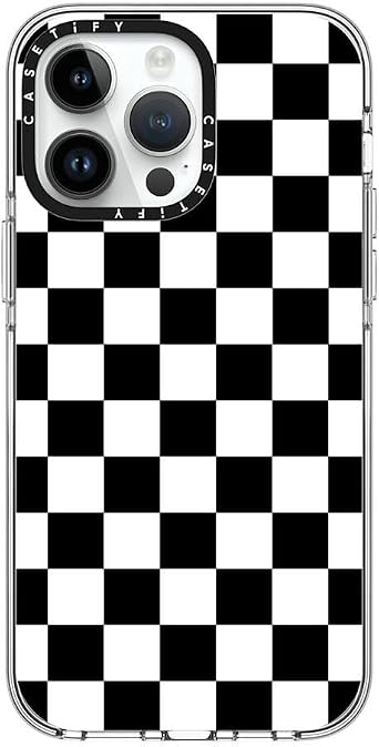 CASETiFY Clear iPhone 14 Pro Max Case [Not Yellowing / 6.6 ft. 3X Military Grade Drop Protection/Compatible with Magsafe] - Black White Check Checkerboard - Clear