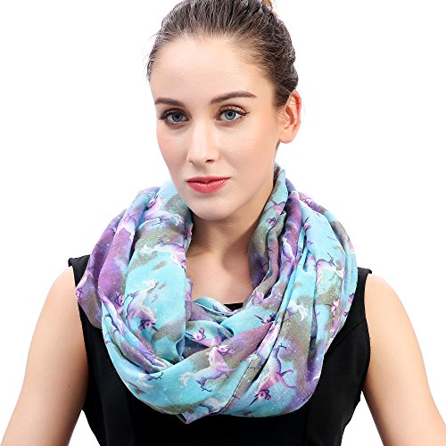 Lina & Lily Unicorn Galaxy Print Women's Infinity Scarf Lightweight