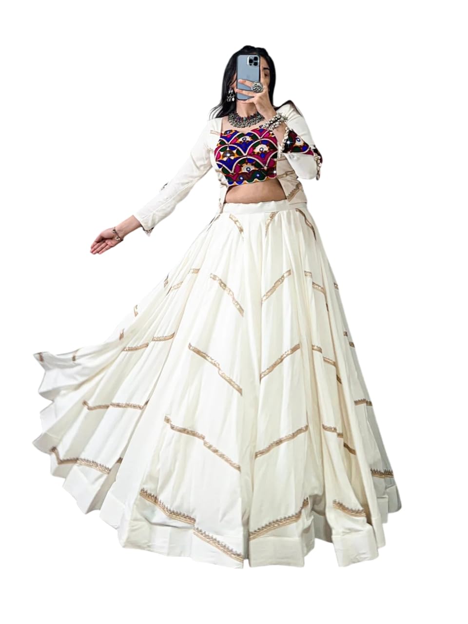 Women's Navratri Vibes Mirror Gamthi Lehenga Choli Set-image-27