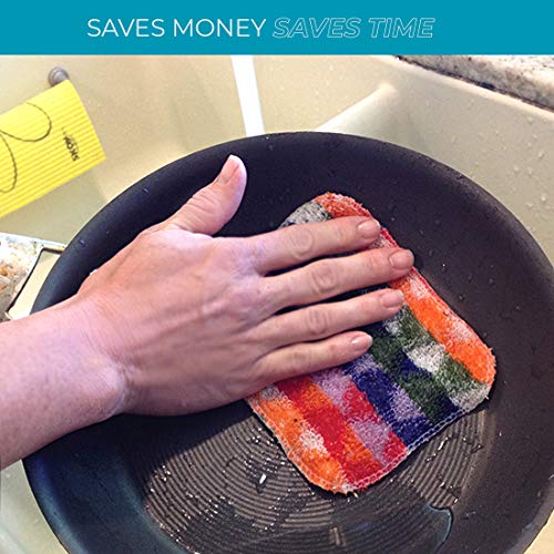 Skoy Scrub, Non-Scratching, Reusable Scrub For Kitchen And Household Use, Environmentally Friendly, Dishwasher Safe, 8-Pack - Assorted Colors And Designs #TOP6