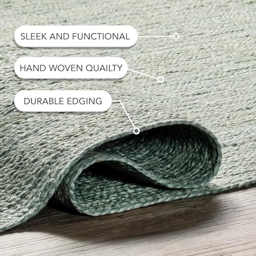 Image of Natural Jute Rounds Rug - Vibrant Color Handwoven Area Carpet for Living Room, Bedroom & Boho Decor - Eco-Friendly Circular Mat - Multiple Sizes & Colors -(Green, 2x2 feet