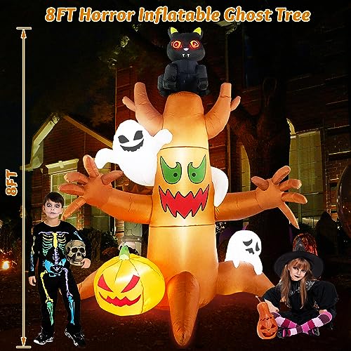 Danxilu 8 FT Halloween Inflatable Tree Outdoor Decorations with Glowing Red-Eyed Cat & Ghosts & Pumpkin, Blow Up Inflatables Decoration with Build-in LEDs for Halloween/Outdoor/Yard/Garden/Lawn Danxilu 8 FT Halloween Inflatable Tree Outdoor Decorations with Glowing Red-Eyed Cat & Ghosts & Pumpkin, Blow Up Inflatables Decoration with Build-in LEDs for Halloween/Outdoor/Yard/Garden/Lawn