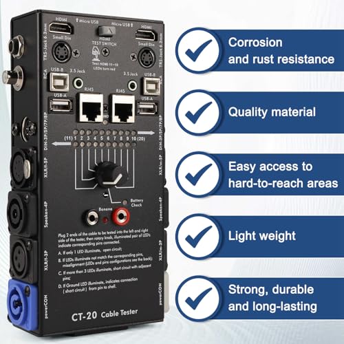 Comprobador de línea XLR CT-20 para solucionar cortes de señal de audio 3
