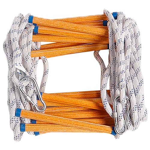 CUCUFA Rope Ladder with Carabiner 10ft Nylon Fire Escape Ladder Non-slip Fire Ladder Heavy Duty Emergency Ladder for Climbing Training Rescue Rope Ladder