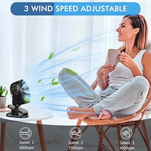 Alyken Usb Desk Fan, Small Clip On Fan, 3 Speeds Strong Wind Desktop Fan, Quiet Personal Fan With Cord Powered, 360°Rotation Table Fan For Office, Bedroom, Dorm Room, 4.5Inch, 3.3Ft Cable(Black) #TOP1