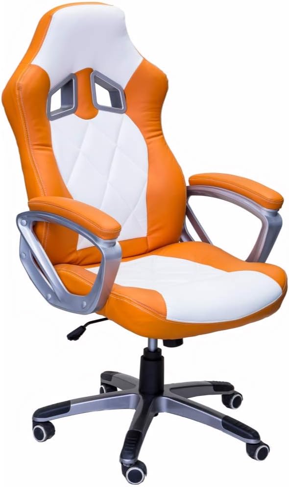 Series YF-2710 WO Gaming Racing Style Swivel Office Chair, White/Orange
