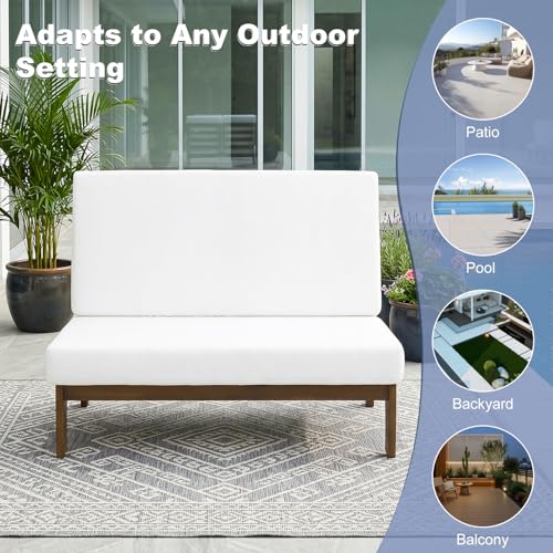 Image of Pia Ricoo 1-Piece Patio Furniture Set, Outdoor Loveseat with 4.5-Inch Thick Cushions, All-Weather Outdoor Sofa for Backyard, Deck, Lawn - Beige