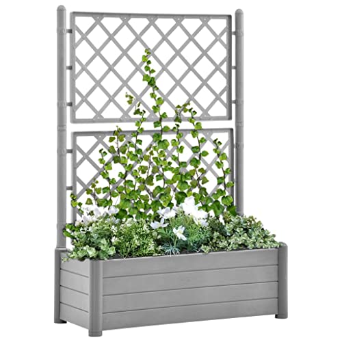 TALCUS Home & Garden – Jardinera con enrejado (polipropileno, 100 x 43 x 142 cm), color gris