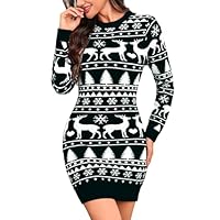 Totatuit Abito in Maglia Donna Invernale Natalizio Vestito Maglione Natale Abiti Natalizi Maniche Lunghe Collo Rotondo Elegant Morbido