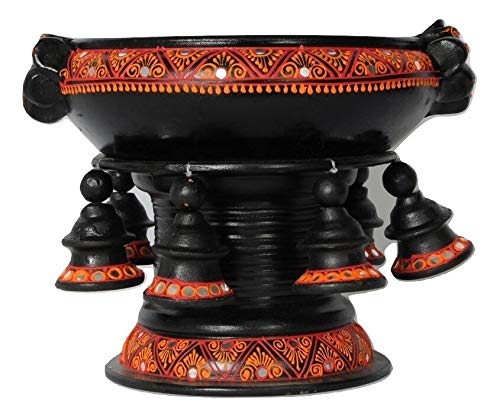 Shabana Art Potteries Solid Terracotta Decorative Uruli (Stand :6 Inch, Dia:6 Inch, Bowl   :11.5X3 Inch, Black), 750 ML - Image 2 thumbnail
