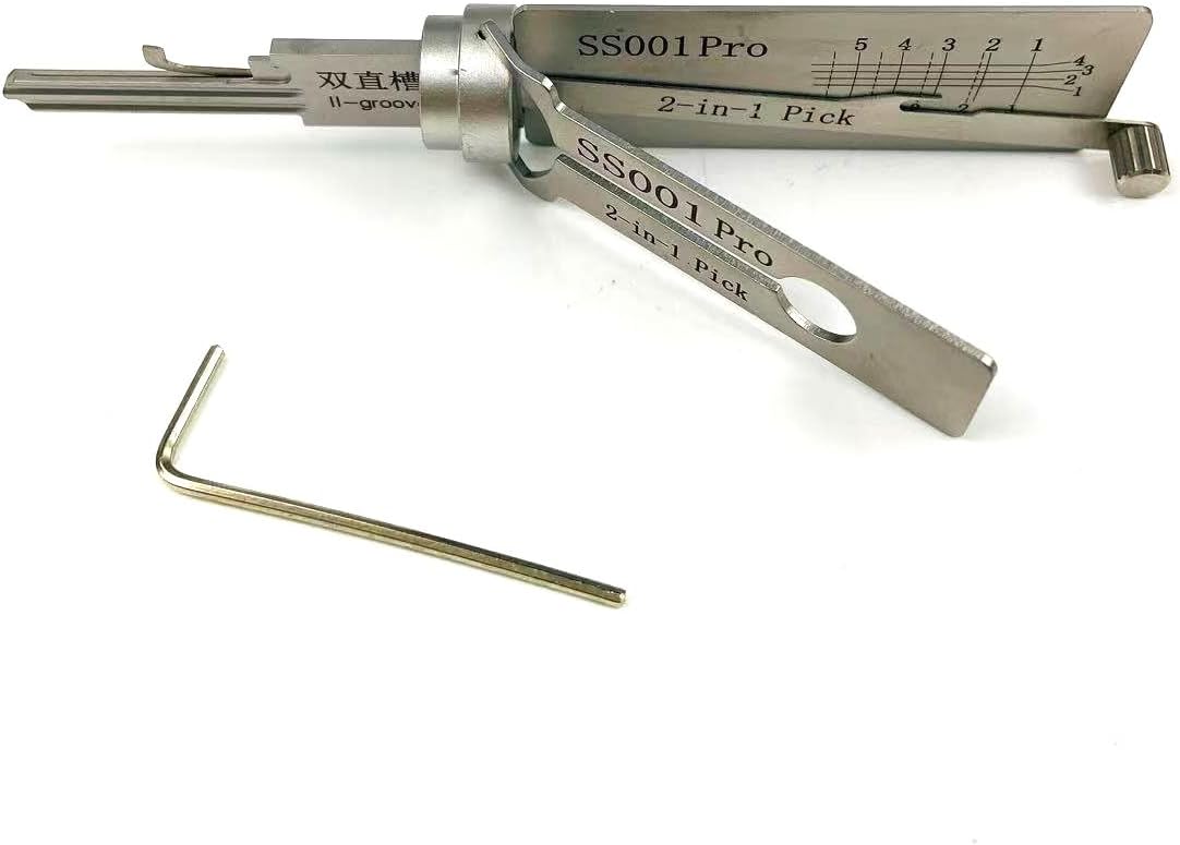 SS001 LishiTools Lock Pick Tool for Double-Groove Door Lock,Pro 2 in 1 Decoder and Pick Tools
