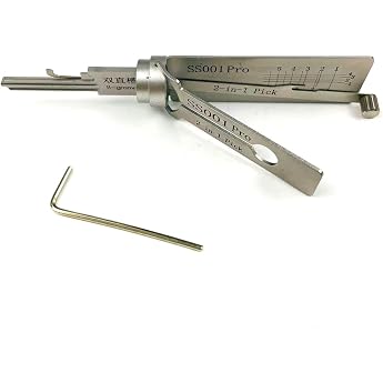 SS001 Tools Silver Double Groove Door Lock Pick Tool Pro 2 in 1 Decoder and Pick Tools