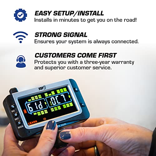 Tst 507 Tire Pressure Monitoring System With 10 Cap Sensors And Color Display For Metal/Rubber Valve Stems By Truck System Technologies, Tpms For Rvs, Campers And Trailers #TOP3