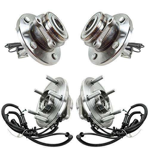 Image of TRQ 2 Piece Front Rear Wheel Bearing & Hub Assembly Set Compatible with 2008-2011 Chrysler Town & Country Dodge Grand Caravan 2009-2011 Volkswagen Routan