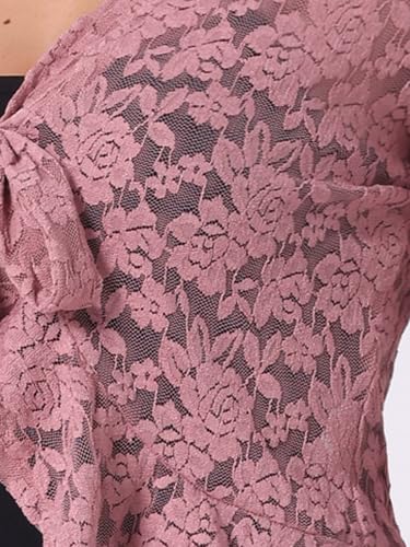 Image of Allegra K Bolero Shrug for Women's Lace Cardigan Tie Front Crop Ruffled Formal Dressy Wedding Shrugs