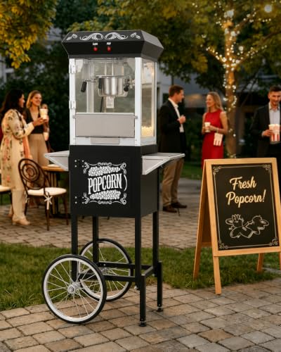 Image of 8 Oz Popcorn Machine with Cart for Home Party Office