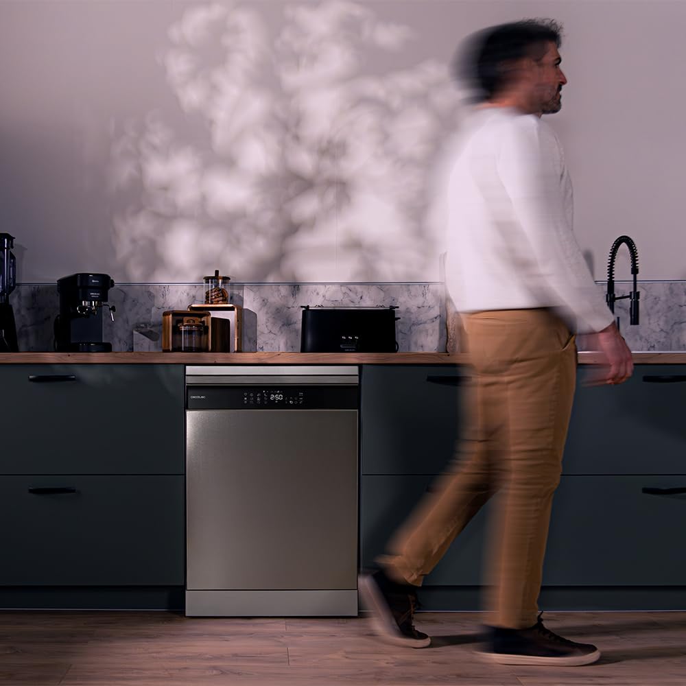 Cecotec Lavastoviglie 60cm Bolero Aguazero 6800 Inox A. 14 Coperti, Basso Consumo, Motore Inverter Plus Duo, 8 Programmi, Lavaggio Automatico, Pulizia a Vapore, Pulizia Interna e Mezza Carica