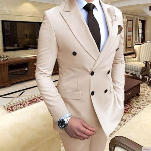 Mens Suits 2 Piece Double Breasted Suit for Men Slim Fit Blazer Pants Sets Wedding Prom Homecoming Suit2