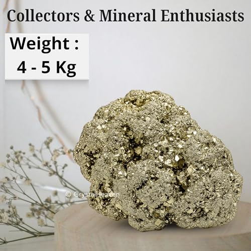 Image of Pyrite Stone Original Cluster Samples - High Energy Natural Iron Pyrite Stone Gold Rock Reiki Crystal Used for Increased Willpower and Manifestation (4 to 5 KG Pyrite)