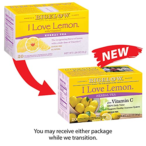 Bigelow I Love Lemon With Vitamin C Herbal Tea, Caffeine Free, 20 Count (Pack Of 6), 120 Total Tea Bags #TOP7