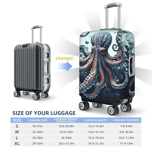 Elastic Travel Luggage Cover for Suitcase Tsa Approved Stretch Scratch-Resistant Suitcase Protector Cover Washable Cool Octopus Baggage Covers Fits 18-32 Inch Luggage Case2